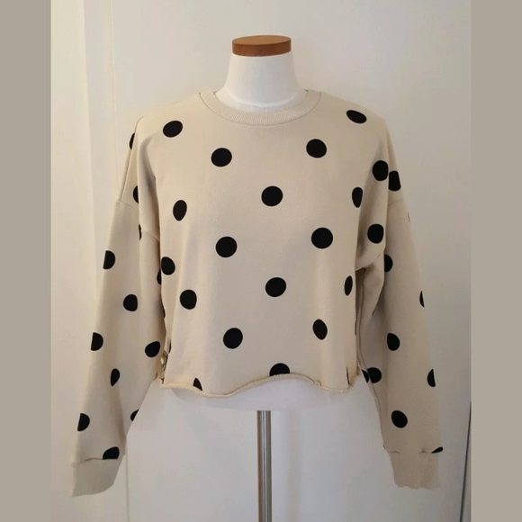 Zara Polka Dot Cropped Sweatshirt Large 